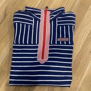 Vineyard Vines Red White and Blue Stripped 3/4 pullover